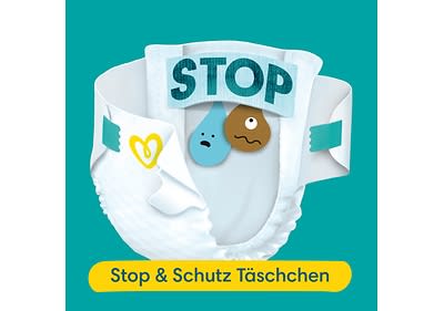 Pampers Windeln halten zwölf Stunden trocken.
