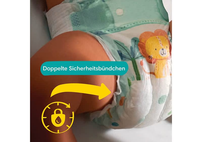 Pampers Windeln laufen nicht schnell aus.