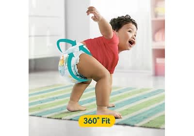 Pampers Pants sitzen dank 360-Grad-Fit sicher und bequem.