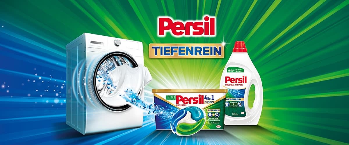 Persil Tiefenrein Waschmaschine Waschmittel Flasche und Discs