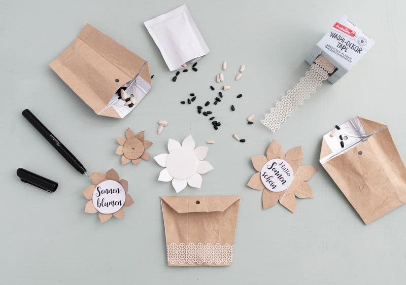 Blumensamen in Tetrapak-Tüten