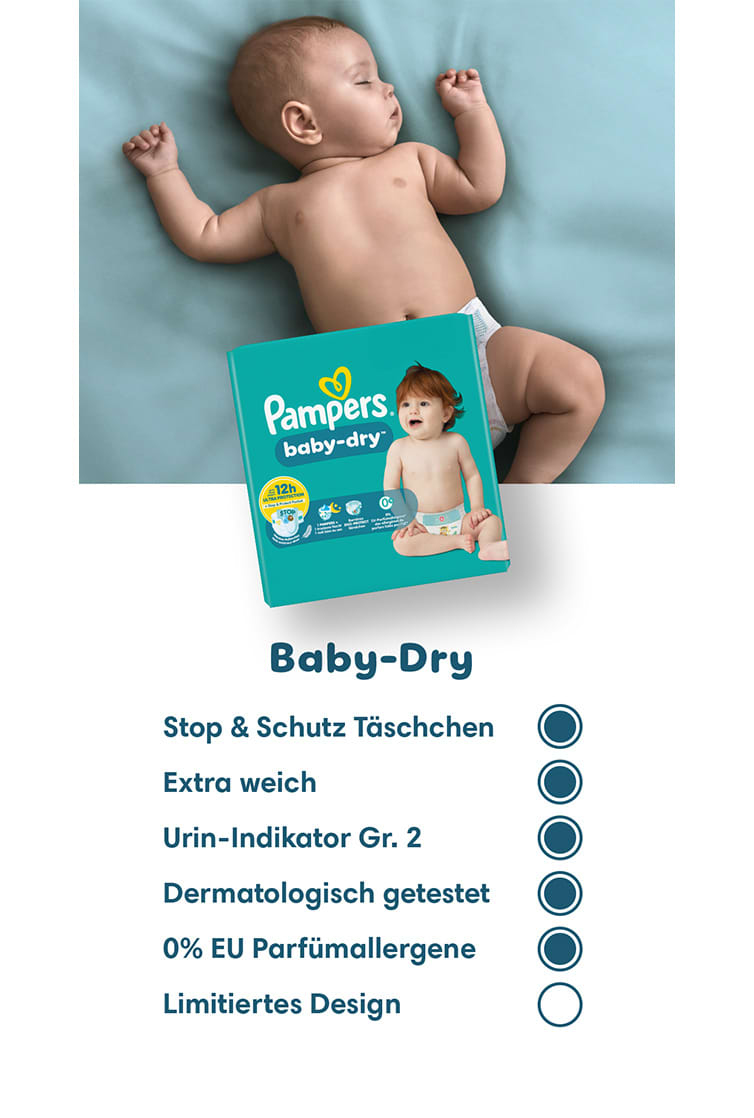 Die Vorteile der Pampers Baby Dry Windeln.