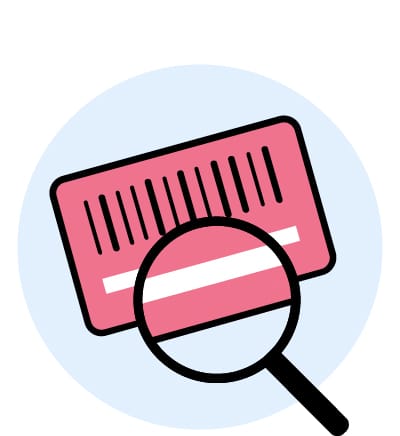 Lupe vergrößert Barcode auf Karte