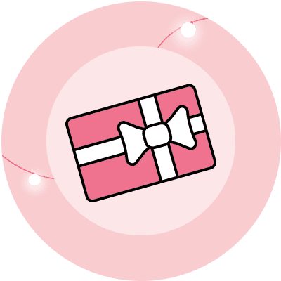 Illustration einer rosa Geschenkbox mit weißer Schleife auf einem hellrosa Hintergrund