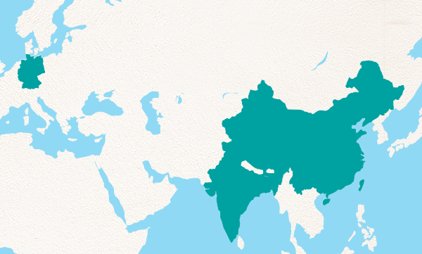 Karte von Asien und Europa