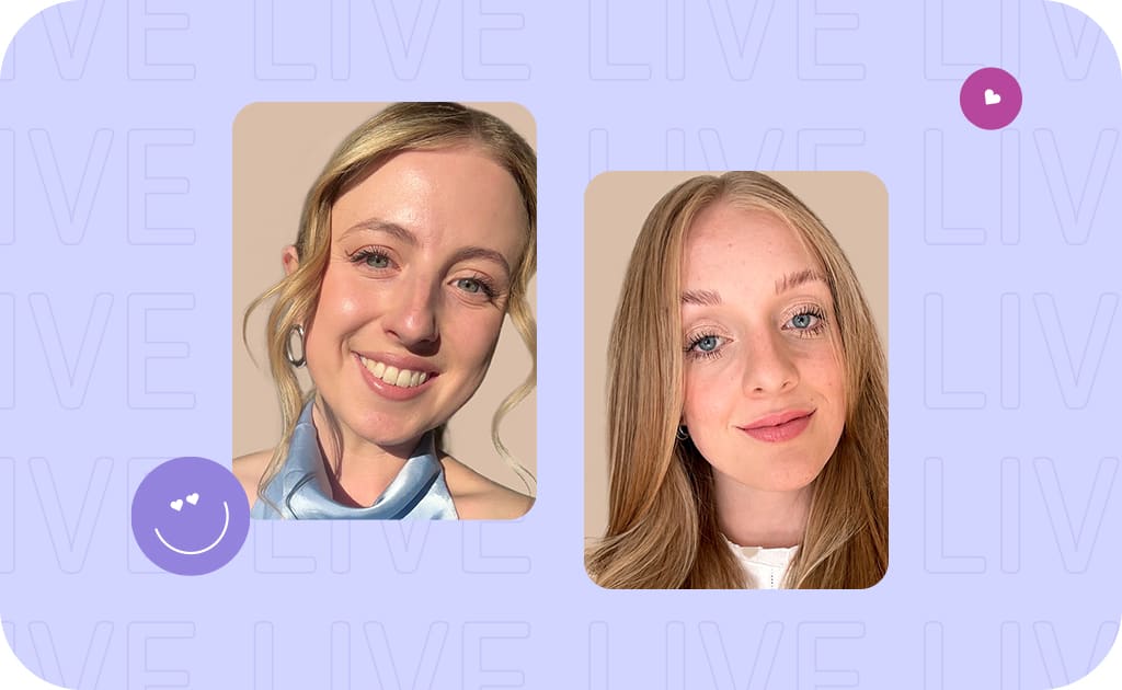 Die Moderatorinnen Anna und Vanessa lächeln in die Kamera