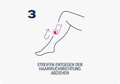 Ziehe den Streifen nah an der Haut ab.