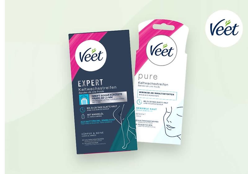 Greife bei störender Körperbehaarung zu Veet Kaltwachsstreifen.