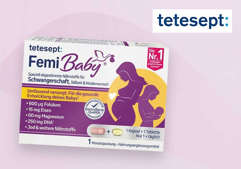 tetesept Femi Baby® Produkte unterstützen Frauen in der Schwangerschaft und Stillzeit.