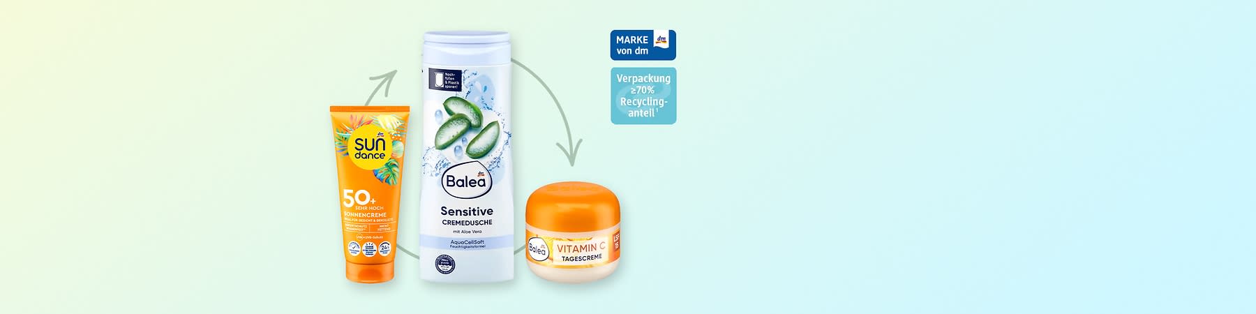 Wir denken Verpackung weiter. Deshalb fördern wir in unserem Sortiment Recycling und reduzieren Verpackungsmaterial.