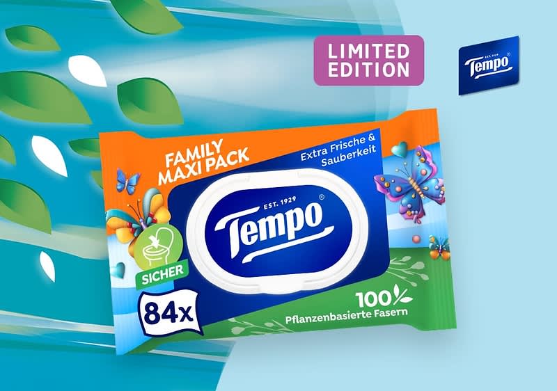 Das neue Feuchte Toilettenpapier „Green Harmony“ von Tempo ist ähnlich leicht herunterspülbar wie trockenes Toilettenpapier.