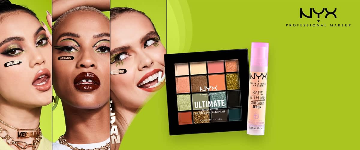 NYX Professional Make-up bietet vegane Eyeliner, Foundations & Co. ohne Inhaltsstoffe tierischen Ursprungs.