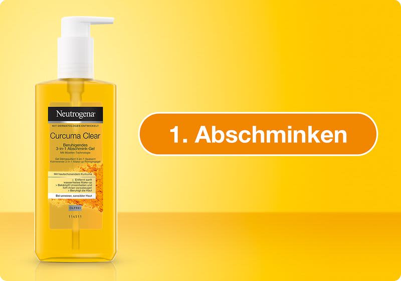 Neutrogena® Curcuma Clear Abschminkgel beruhigt die Haut und bekämpft Unreinheiten
