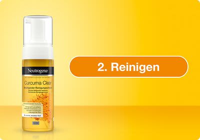 Neutrogena® Curcuma Clear Reinigungsschaum reinigt sanft und effektiv.