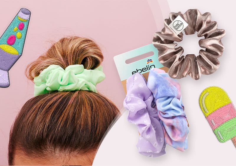 Dutt-Frisur mit Scrunchie und weiteren Scrunchies