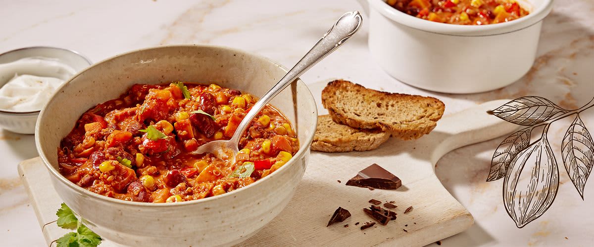 Chili sin Carne mit dunkler Schokolade