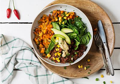 Vegane Burrito-Bowl mit Jackfruit