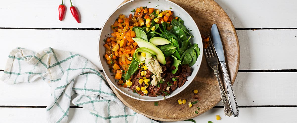 Vegane Burrito-Bowl mit Jackfruit