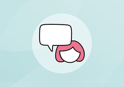 Eine Sprechblase und ein Männchen-Icon