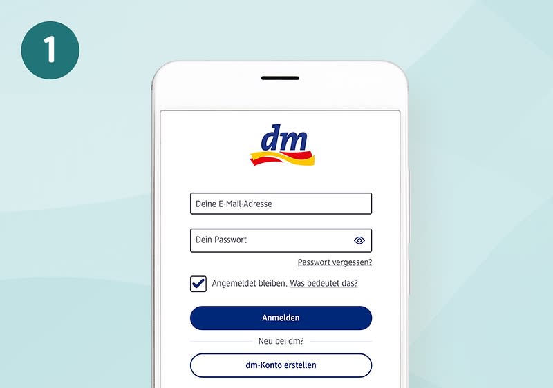 Schritt 1: Screen Anmeldungsformulare zur Anmeldung oder Registrierung