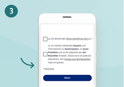 Schritt 3: Screen Registrierung Häkchen