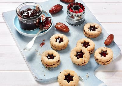 Vegane Hagebutten-Doppeldecker-Plätzchen
