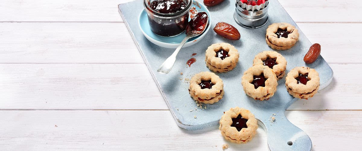 Vegane Hagebutten-Doppeldecker-Plätzchen von dmBio | dm