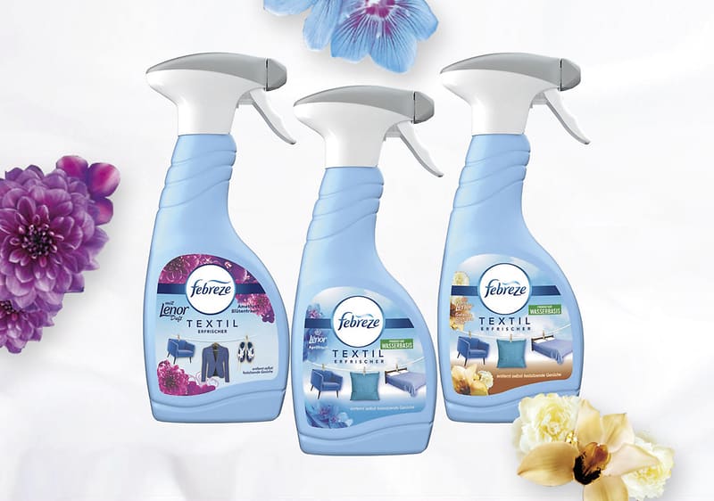 Die Febreze Textilerfrischer mit Lenor Duft verleihen allen Textilien frischen Duft, die nicht in die Waschmaschine sollen.