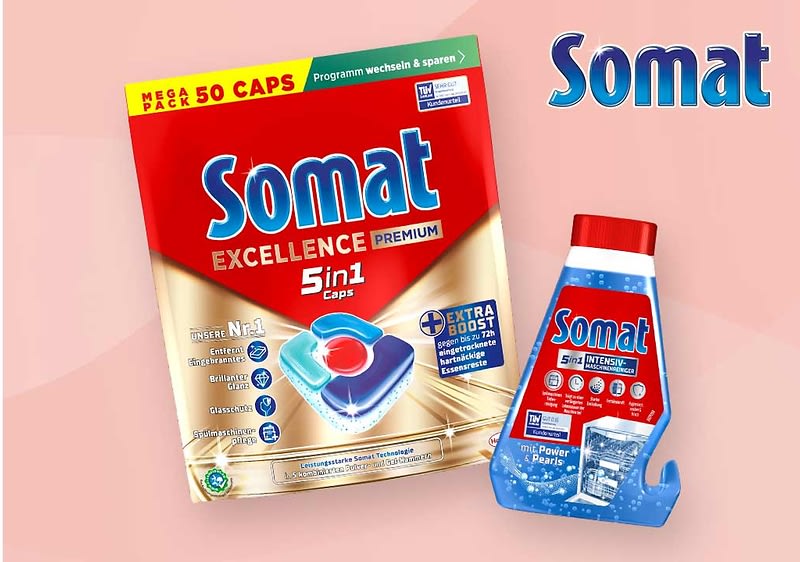 Flasche und Packung Somat Spülmittel