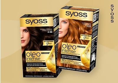 Zwei Syoss Haarfärbemittel-Packungen