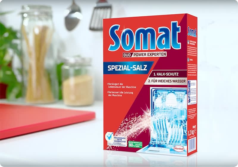 Hier geht's zum Anwendungsvideo wie du das Spezial-Salz von Somat verwendest.