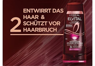 Elvital Full Resist Spülung entwirrt das Haar und schützt vor Haarbruch.