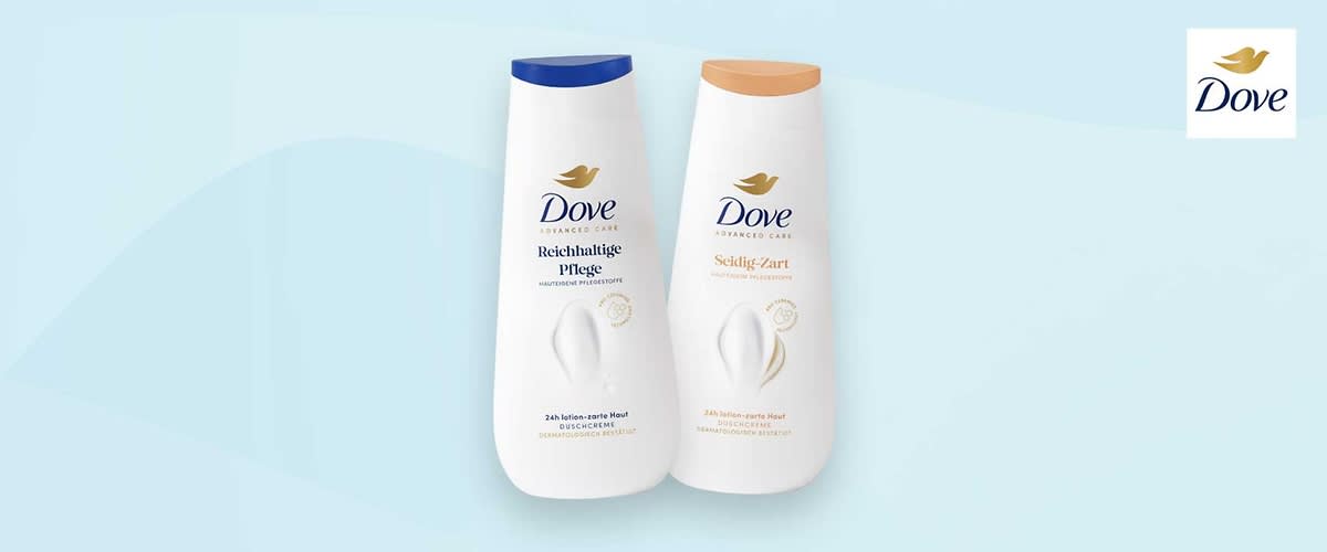 Dove Pflegeduschen: Intensive Pflege – selbst für trockene Haut.
