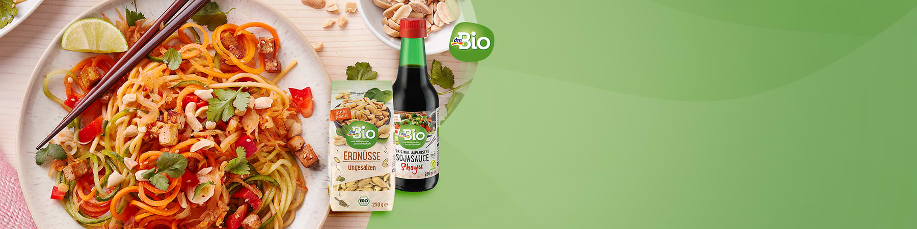 Pastarezept, Erdnüsse ungesalzen und Sojasauce von dmBio