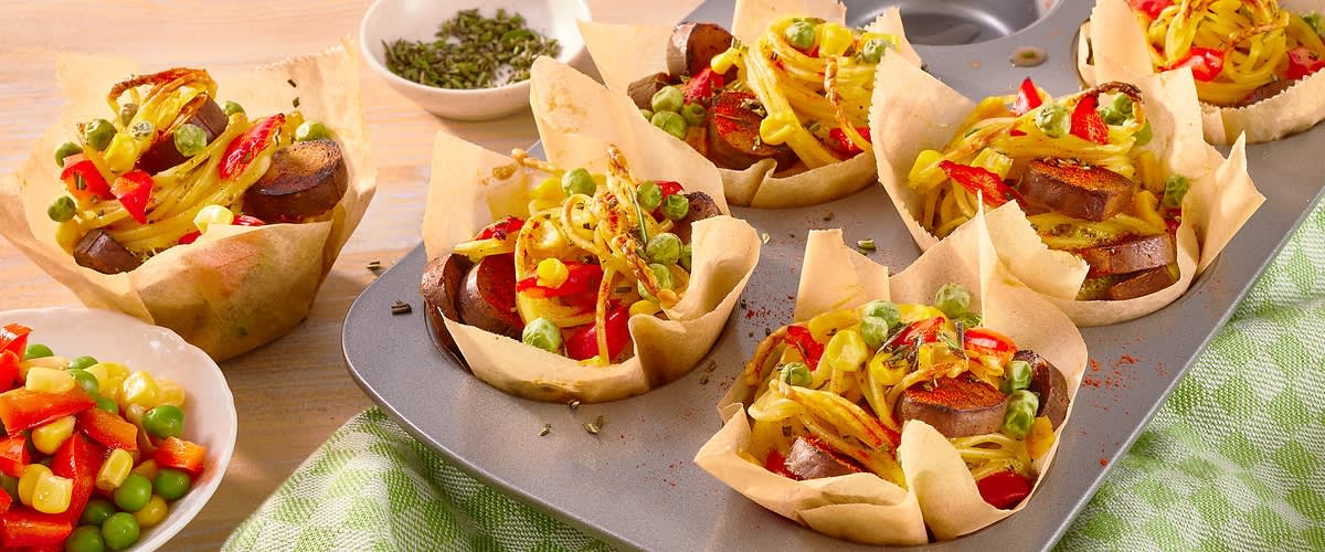 Paella-Spaghetti Muffins