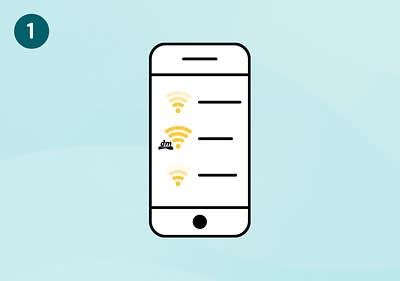 Aktiviere die WLAN-Funktion Deines Smartphones oder Tablets und verbinde Dich mit dem Netzwerk „Kunden WLAN“.