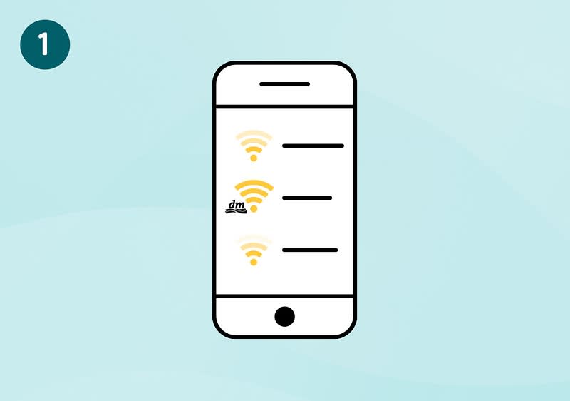 Aktiviere die WLAN-Funktion Deines Smartphones oder Tablets und verbinde Dich mit dem Netzwerk „Kunden WLAN“.