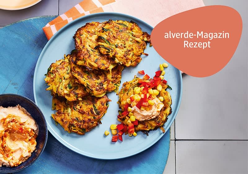 Gemüsepuffer mit Frischkäse-Dip