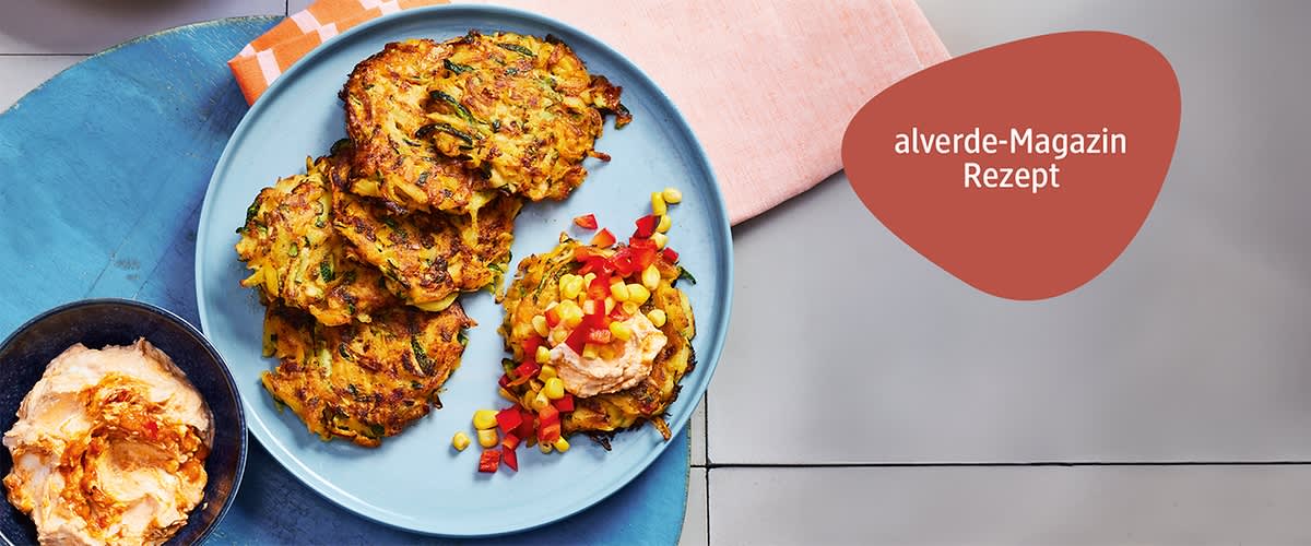 Gemüsepuffer mit Frischkäse-Dip