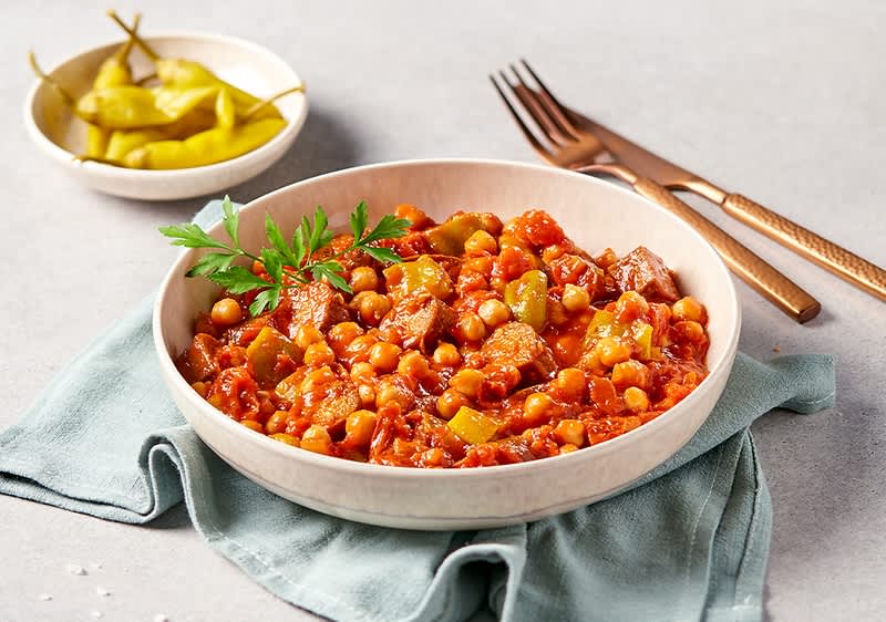 Kichererbsen-Ragout mit verganer Wurst Chorizo Rezept 
