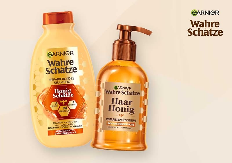 Mit den Honig Schätze Produkten von Garnier Wahre Schätze gehst Du gegen strapaziertes und brüchiges Haar vor.