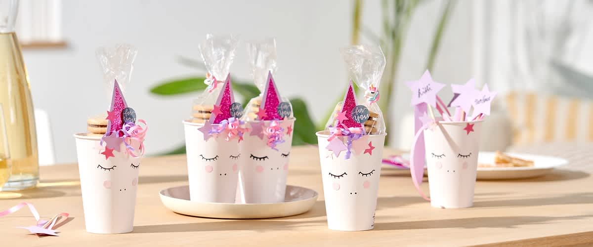 Einhorn Trinkbecher für den Kindergeburtstag