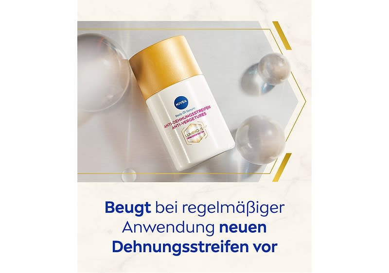 NIVEA BODY LUMINOUS 630® beugt bei regelmäßiger Anwendung neuen Dehungsstreifen vor.
