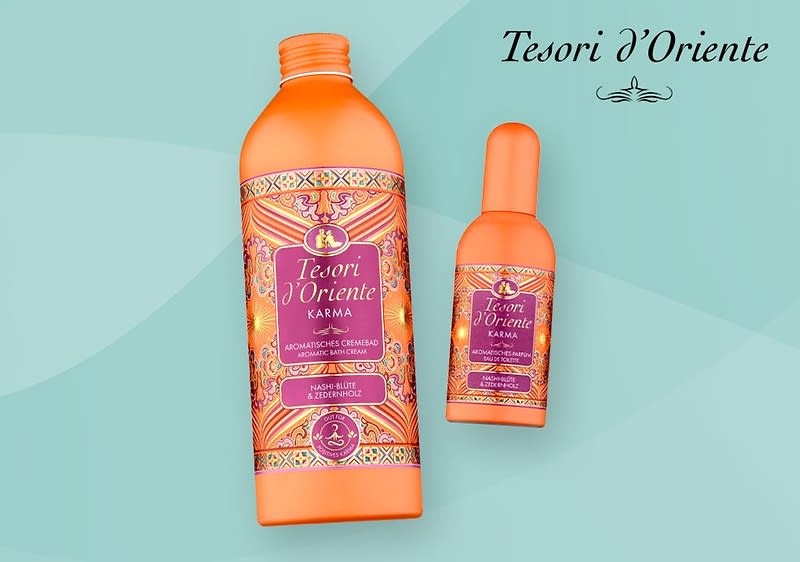 Zwei orange Tesori d'Oriente Flaschen