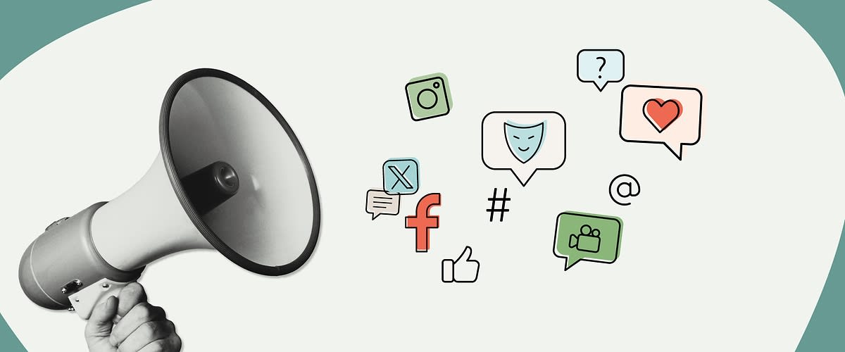 Megaphone mit Icons