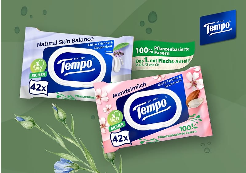Tempo feuchtes Toilettenpapier: das Erste mit Flachs-Anteil