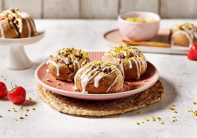 Vegane Vanille-Erdbeer-Schnecken 