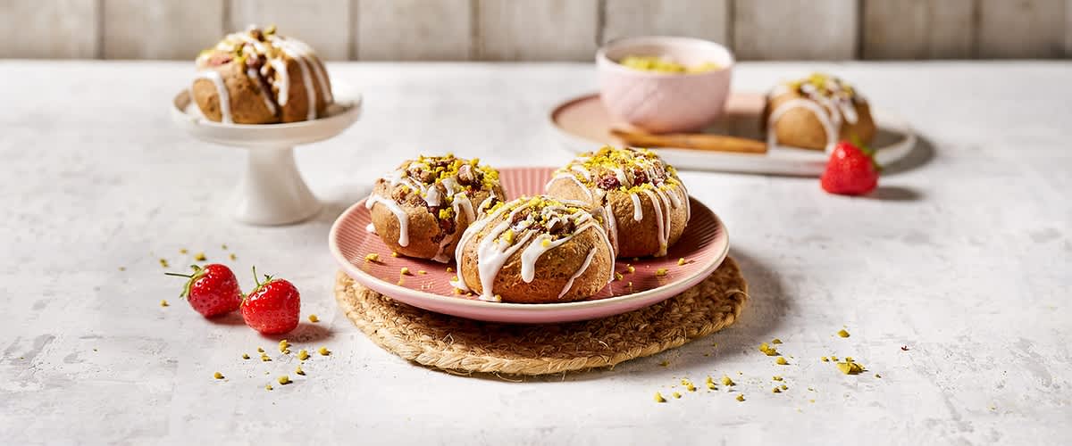 Vegane Vanille-Erdbeer-Schnecken 