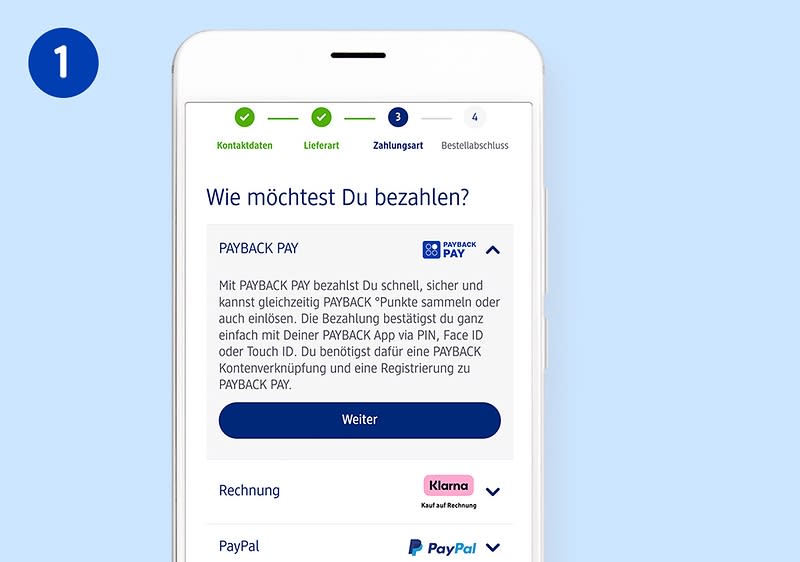 Bezahloptionen auf Smartphone-Screen