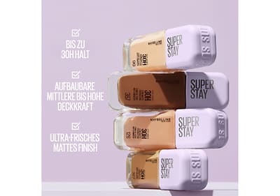 Make-up-Flasche auf gestreiftem Hintergrund